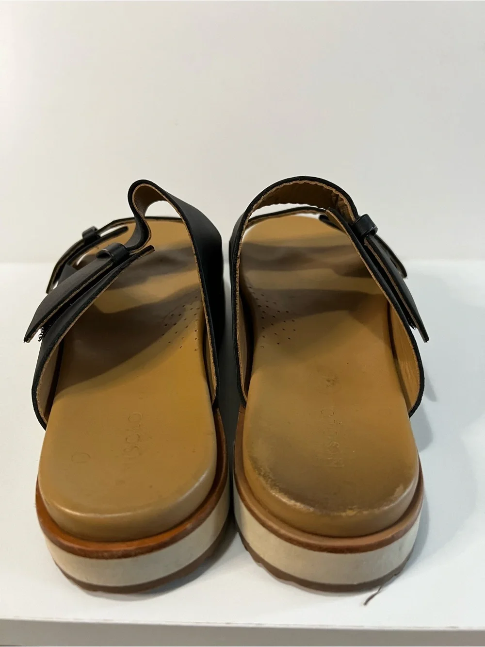 Nisolo Ella Black Leather Flatform Platform Slide Sandals Women’s